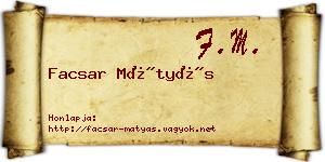 Facsar Mátyás névjegykártya